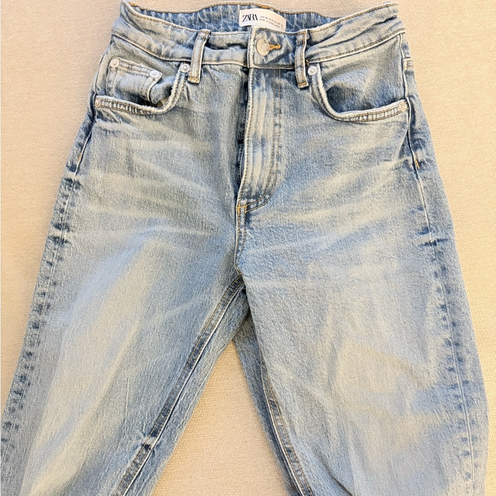 Zara Faded Blue Denim Trousers
